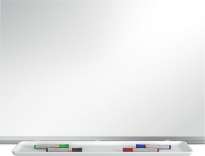 nobo Whiteboard Premium Plus, Stahl nanobeschichtet, magnethaftend, B 900 x H 600 mm, inkl. abnehmbarer Stiftablage und 1 Boardmarker
