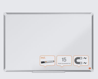 nobo Whiteboard Premium Plus, Stahl weiß emailliert, magnethaftend, B 1800 x H 900 mm, inkl. abnehmbarer Stiftablage und 1 Boardmarker