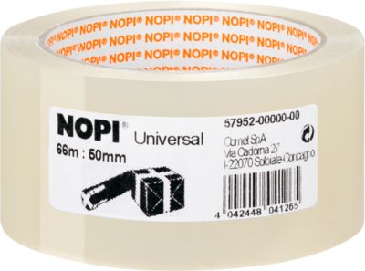 Nopi® Packband Universal 4040, L 66 m x B 50 mm, transparent, 6 Rollen