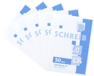 Notizblock, liniert, DIN A4, 5 Stück