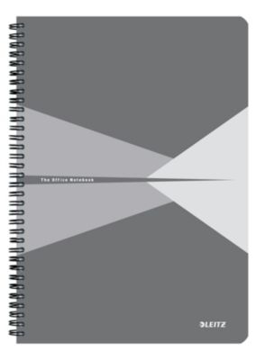 Notizbuch Leitz Office, Format A4, 90 karierte Blatt, lässt sich um 360° öffnen, Spiralbindung, Kunststoff-Einband, FSC®-zertifiziert, grau