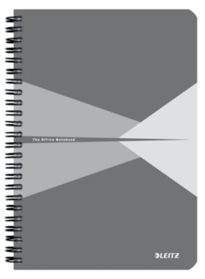 Notizbuch Leitz Office, Format A5, 90 karierte Blatt, lässt sich um 360° öffnen, Spiralbindung, Kunststoff-Einband, FSC®-zertifiziert, grau