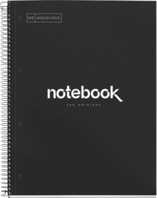 Notizbuch Miquelrius Emotions 1, DIN A4, 80 Blatt kariert und blickdicht, gelocht, Spiralbindung, Hardcover, schwarz