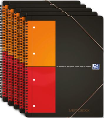 Notizbuch Oxford International Meetingbook, DIN A4, Optik Paper®, 80g/m², 80 Blatt, 5 Stück, kariert