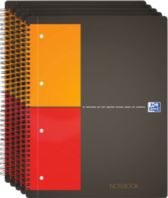 Notizbuch Oxford International, Optik Paper®, DIN A4, kariert, 80g/m², 80 Blatt, 5 Stück