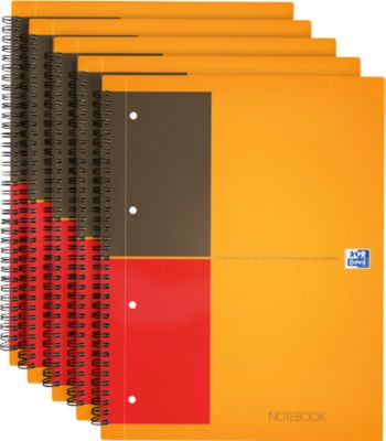Notizbuch Oxford International, Optik Paper®, DIN A4, liniert, 80g/m², 80 Blatt, 5 Stück