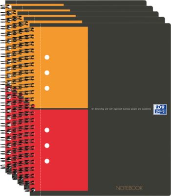 Notizbuch Oxford International, Optik Paper®, DIN A5, kariert, 80g/m², 80 Blatt, 5 Stück