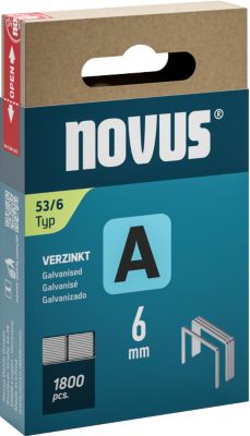 Novus Heftklammern Typ A, Länge 6 mm, Stahldraht, 1800 Stück