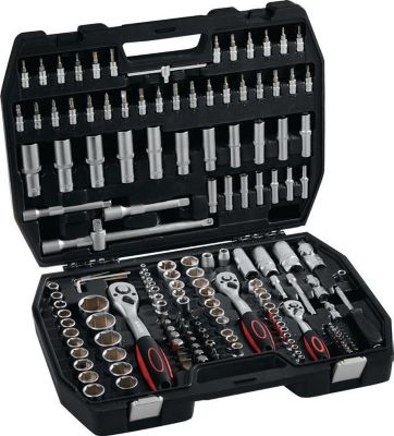 NOW Steckschlüsselsatz 171-tlg, 1/4+3/8+1/2 Zoll, SW 4-32 mm, CV-Stahl, Umschaltknarre 72 Zähne, Kunststoffkoffer
