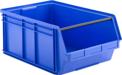 Opbergbak met open voorzijde en draagbeugel SSI Schäfer LF 743, polypropeen, L 715 x B 470 x H 300 mm, 74 l, blauw