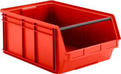 Opbergbak met open voorzijde en draagbeugel SSI Schäfer LF 743 Polypropyleen, L 715 x B 470 x H 300 mm, 74 l, rood