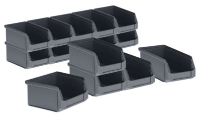 Opbergdoos met open voorzijde SSI SCHÄFER ENTRY 211 serie - gemaakt van gerecycled kunststof - L 168 x B 103 x H 76 mm - zwart - 15 stuks