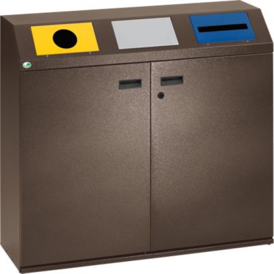 Opvangstation voor recycleerbare materialen, 240 liter, hoekig bovendeel, donkerbruin