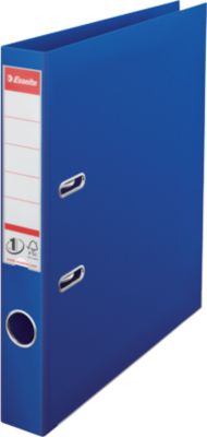 Ordner Esselte® No. 1, A4, Rückenbreite 50 mm, für ca. 350 Blatt, Hebelmechanik, Rückenschild, Griffloch & Raumsparschlitze, FSC®-Karton, blau