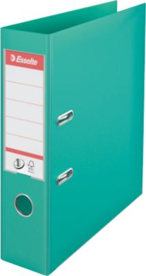 Ordner Esselte® No. 1, A4, Rückenbreite 75 mm, für ca. 500 Blatt, Hebelmechanik, Rückenschild, Griffloch & Raumsparschlitze, FSC®-Karton, hellgrün