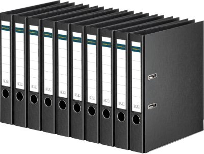 Ordner Schäfer Shop Select, DIN A4, Rückenbreite 50 mm, Griffloch, auswechselbares Rückenschild, Polypropylen, 10 Stück, schwarz