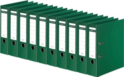 Ordner Schäfer Shop Select, DIN A4, Rückenbreite 80 mm, Griffloch, auswechselbares Rückenschild, Polypropylen, 10 Stück, grün