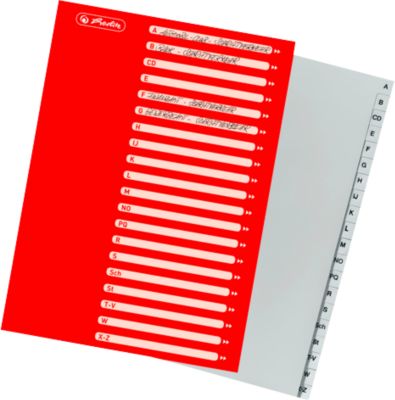 Ordnerregister, A4, A-Z, PP-Folie, grau, 20-tlg.