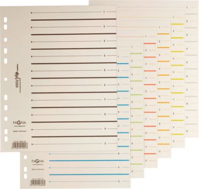 PAGNA Easy Rip Trennblätter, DIN A4-Format, Linienaufdruck, 10 Stück, farblich sortiert