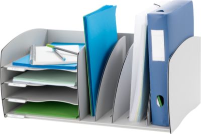 Paperflow Schreibtisch-Organizer, 4 Fächer, Trennelemente verstellbar, grau