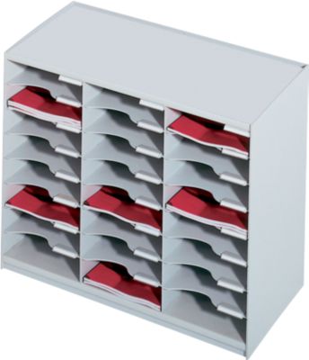 PAPERFLOW Sortierstation, DIN A4, Polystyrol, 24 Fächer, lichtgrau
