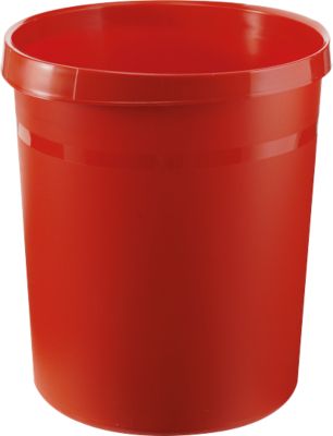 Papierkorb HAN GRIP, rund, Volumen 18 l, extra stabil, 2 Griffmulden, ohne Deckel, B 237 x T 312 x H 350 mm, Polypropylen, rot