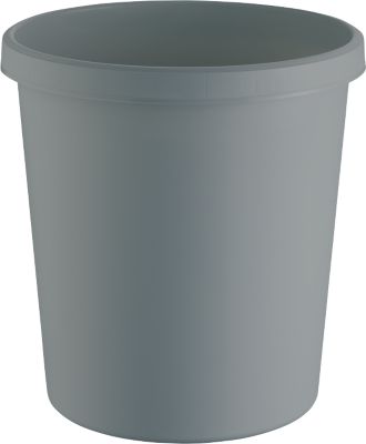 Papierkorb Helit The Green German, Volumen 18 l, umlaufender Griffrand, Recyclingkunststoff, Ø 315 x H 331 mm, lichtgrau