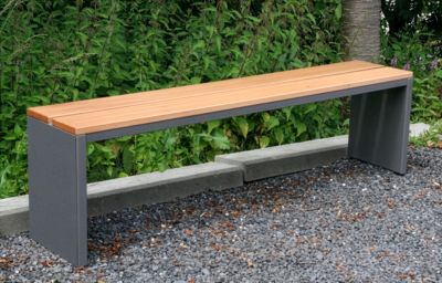 Parkbank, Edelstahl/Garapaholz, witterungsbeständig, B 2000 x T  300 x H 400 mm, moonstone-grau