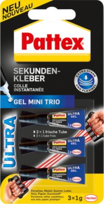 Pattex Sekundenkleber Ultra Gel Mini Trio, 3 x 1 g
