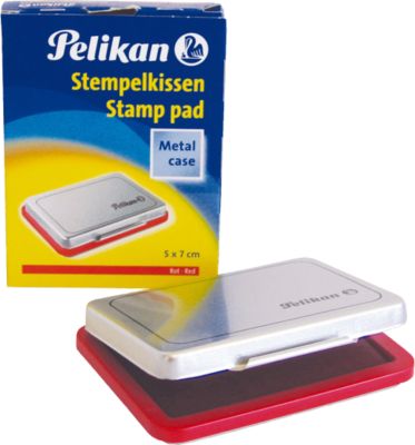 Pelikan Stempelkissen Gr. Nr. 3, für Gummi- und Polymerstempel, in Metallicgehäuse, 50 x 70 mm, rot