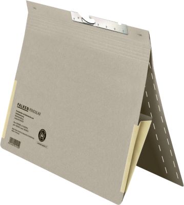 Pendelhefter Falken, Format A4, für bis zu 200 Blatt, 2 Fächer, Schlitzstanzung, Behördenheftung, Tasche, Recycling-Karton, grau, 50 Stück