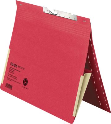 Pendelhefter Falken, Format A4, für bis zu 200 Blatt, 2 Fächer, Schlitzstanzung, Behördenheftung, Tasche, Recycling-Karton, rot, 50 Stück