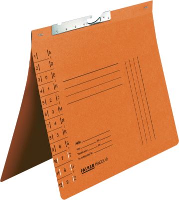 Pendelhefter Falken, Format A4, für bis zu 200 Blatt, Schlitzstanzung, Behördenheftung, Recycling-Karton, orange, 50 Stück