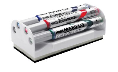 Pentel Whiteboardmarker Maxiflow, mit Wischer, Schreibspitze 2 mm, 4-er Set