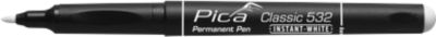 Permanent Marker Pica Classic 532, weiß, Rundspitze 1-2 mm, wasserfest, geruchsarm, 10 Stück