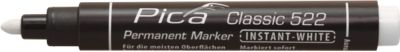 Permanentmarker Pica INSTANT-WHITE, weiß, wasserfest, 10 Stück mit Strichstärken von 1-4 mm