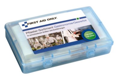 Pflastersortiment First Aid Only, 100-teilig, für Gastronomie und Gewerbe, in wiederverschließbarer Box