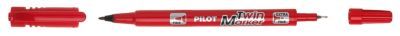Pilot Permanent Marker Twin Marker EF/F, rot, 0,4–0,8 mm und 0,8–2,0 mm