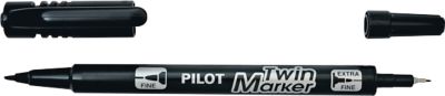 Pilot Permanent Marker Twin Marker EF/F, schwarz, 0,4–0,8 mm und 0,8–2,0 mm