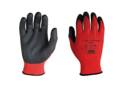 Polyester-Strickhandschuh Rottex, Nitril Handflächen-Beschichtung, flüssigkeitsdicht, 12 Paar, Größe L