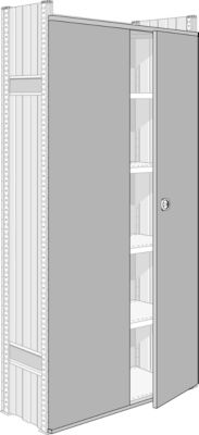 Porte à 2 battants pour système R 3000/4000, pour largeur de module 1283 mm, hauteur 2111 mm, argent clair