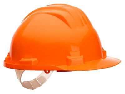 Portwest Arbeits-Sicherheitshelm PS61, unbelüftet, mit Schirm, Regenrinne, verstellbares Kopfteil, PEHD, orange