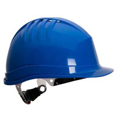 Portwest Industrieschutzhelm PS62 Expertline, belüftet, mit Schirm, Regenrinne, verstellbares Kopfteil, PEHD, royalblau