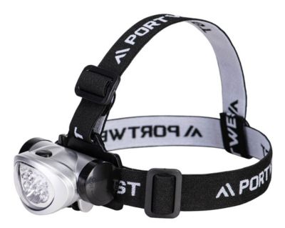 Portwest LED-Kopflicht PA50, Helligkeit 40 lm, bis 15 m, bis 10 h, 2 Funktionen, neigbar, Batteriebetrieb, silber, 1 Stück