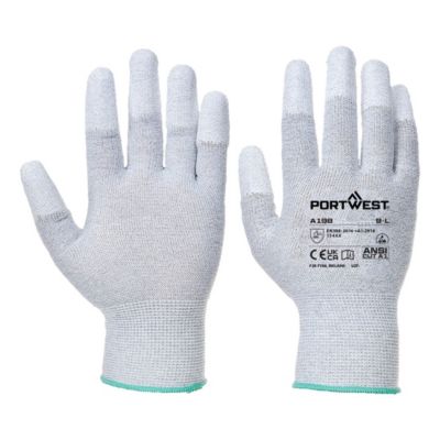 Portwest Schutzhandschuh A198, antistatisch, PU/Polyester/Karbonfaser, S, grau, 1 Paar