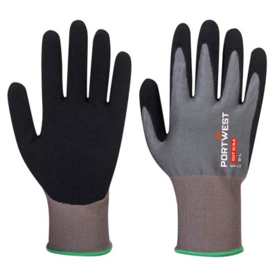 Portwest Schutzhandschuh CT45 Cut D18, Schnittschutz-Level D, atmungsaktiv, Nitrilschaum, S, grau-schwarz, 1 Paar