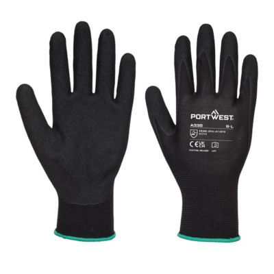 Portwest Schutzhandschuh Dermi-Grip NPR15, Nitril-Sand-Beschichtung/Polyester, S, schwarz, 1 Paar