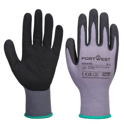 Portwest Schutzhandschuh DermiFlex, ölabweisend, Nitrilschaum, M, grau-schwarz, 12 Paar