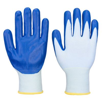 Portwest Schutzhandschuh FD Grip 15, lebensmittelecht, atmungsaktiv, Nitrilschaum/Gummi/Nylon, blau, L, 1 Paar