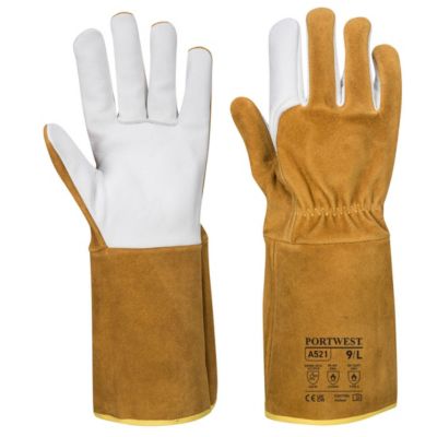 Portwest Schweisser-Handschuh TIG Ultra, Leder/Elasthan/Aramid, braun, L, 1 Paar